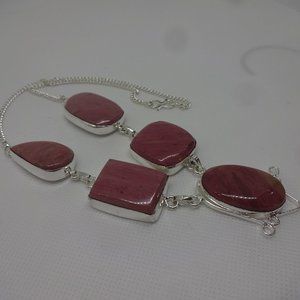 Graceful "MOOKAITE JASPER" Handmade Sterling Necklace 22" #140